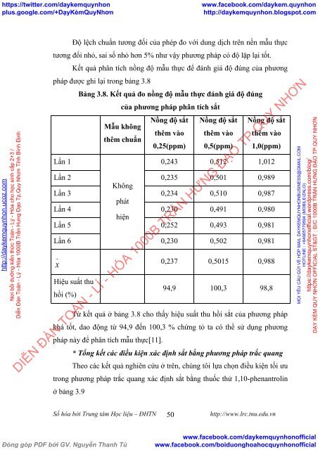 Đánh giá hàm lượng sắt và mangan trong nước sinh hoạt cấp từ nhà máy cấp nước Diễn Vọng - thành phố Hạ Long bằng phương pháp phổ hấp thụ phân tử