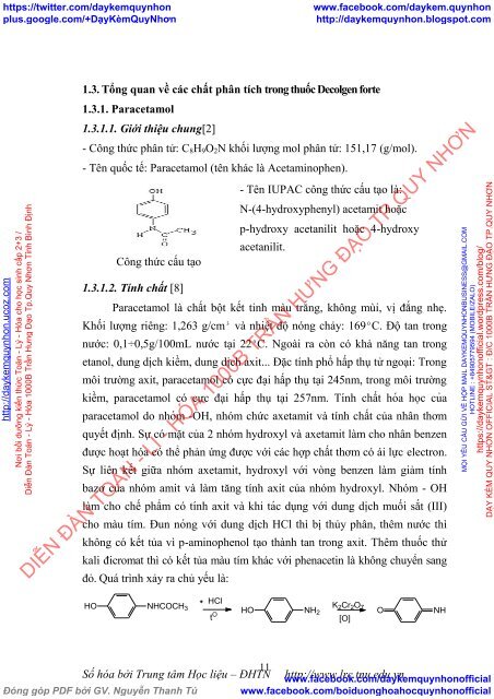 Định lượng đồng thời paracetamol, Chlorpheniramine maleate và Phenylephrine hydrochloride trong thuốc Decolgen  forte bằng phương pháp sắc ký lỏng hiệu năng cao và phương pháp quang phổ hấp thụ phân tử