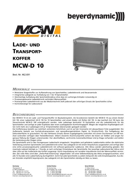 und transport- koffer mcw-d 10 - Beyerdynamic