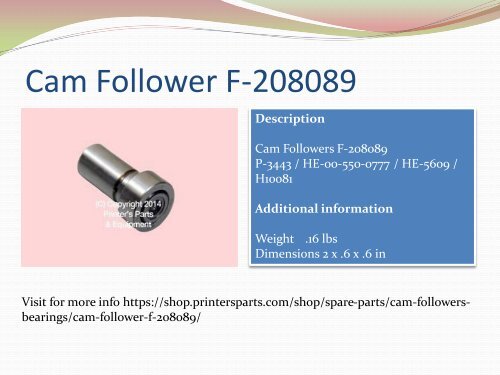 Buy Cam Followers Parts - Shop.PrintersParts.com