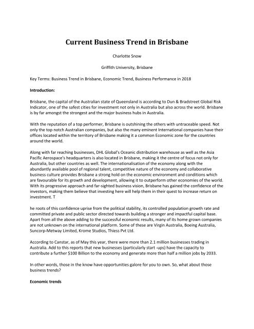 Current Business Trends in Brisbane