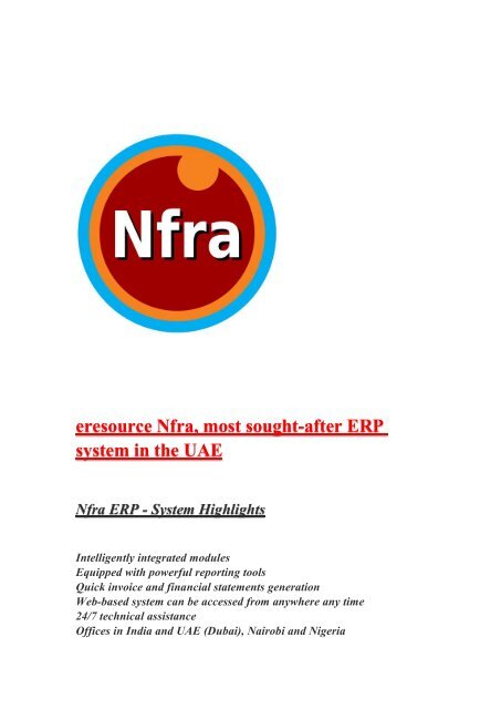 eresource Nfra, most sought-after ERP system in the UAE