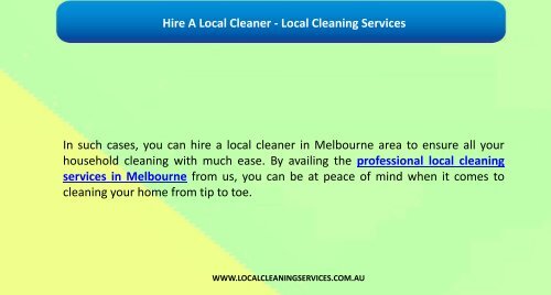 Hire A Local Cleaner - Local Cleaning Services