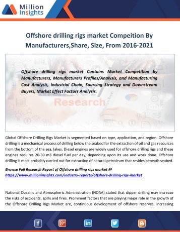 Offshore drilling rigs market Compeition By Manufacturers,Share, Size, From 2016-2021