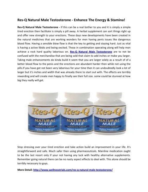  Res-Q Natural Male Testosterone - Increase The Blood Circulation!