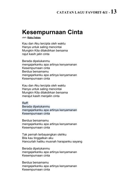 CATATAN LAGU