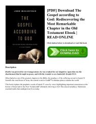 [PDF] Download The Gospel according to God Rediscovering the Most Remarkable Chapter in the Old Testament Ebook  READ ONLINE