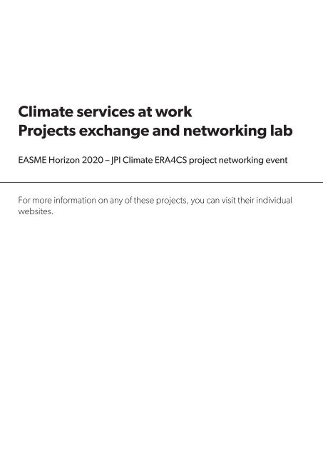 Climate Services at work - ERA4CS Projects exchange and networking lab