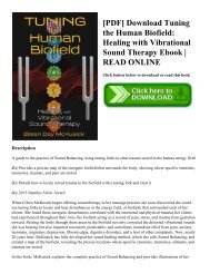 [PDF] Download Tuning the Human Biofield Healing with Vibrational Sound Therapy Ebook  READ ONLINE
