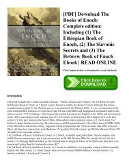 [PDF] Download The Books of Enoch Complete edition Including (1) The Ethiopian Book of Enoch  (2) The Slavonic Secrets and (3) The Hebrew Book of Enoch Ebook  READ ONLINE