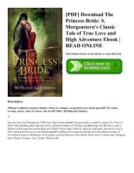 [PDF] Download The Princess Bride S. Morgenstern's Classic Tale of True Love and High Adventure Ebook  READ ONLINE