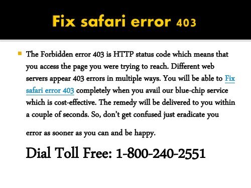 How To Fix safari error 403 Dial 1-800-240-2551 Toll free for Help