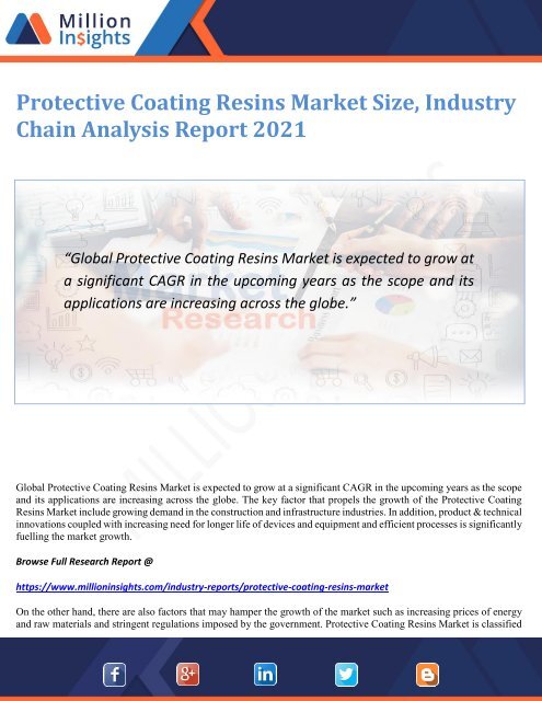 Protective Coating Resins Market Size, Industry Chain Analysis Report 2021