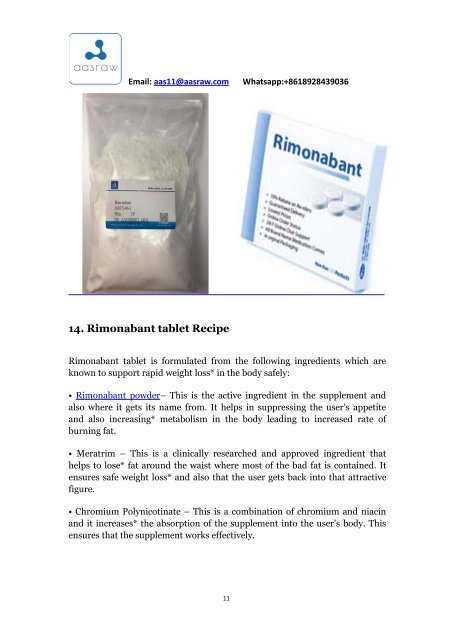The most effective weight loss supplement - Rimonabant powder (AASraw)
