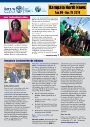 Rotary Club Of Kampala North Bulletin - April 9, 2018