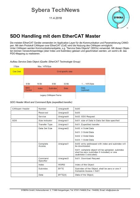 EtherCAT SDO Handling