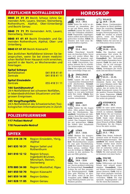 Schwyzer Anzeiger – Woche 15 – 13. April 2018