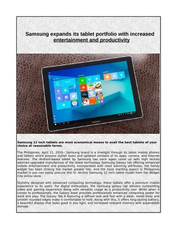 Samsung expands its tablet portfolio with increased entertainment and productivity