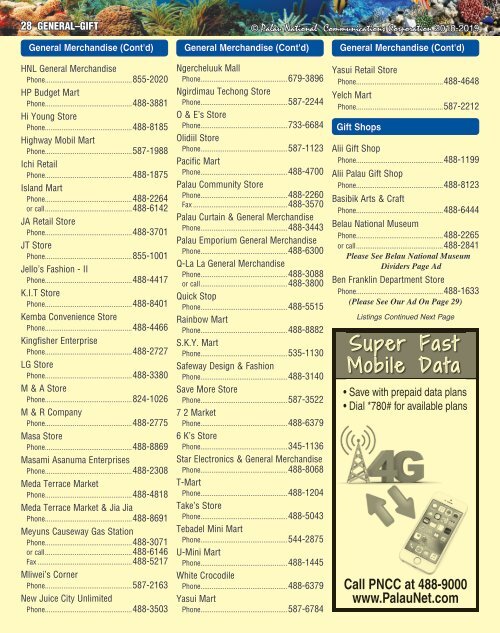 PNCC Palau 2018 Yellow Pages