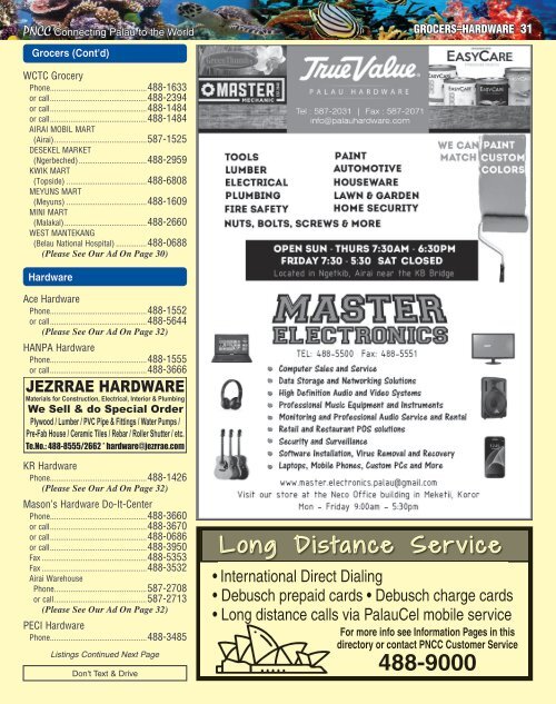 PNCC Palau 2018 Yellow Pages