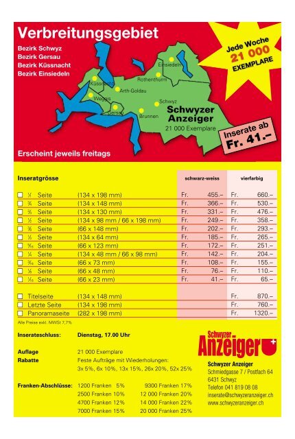 Schwyzer Anzeiger – Woche 14 – 6. April 2018