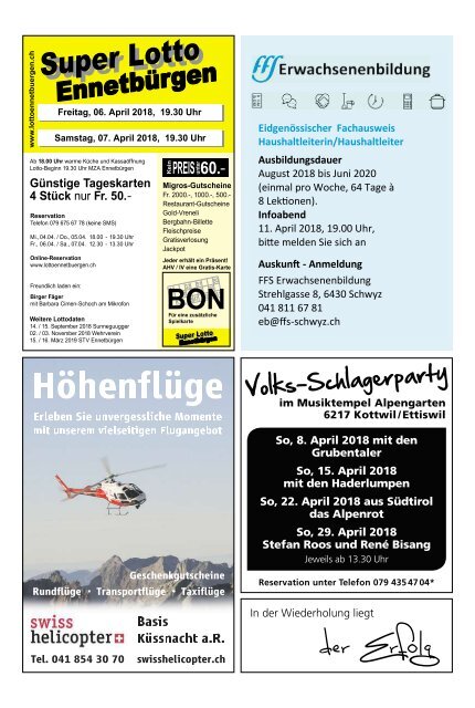 Schwyzer Anzeiger – Woche 14 – 6. April 2018