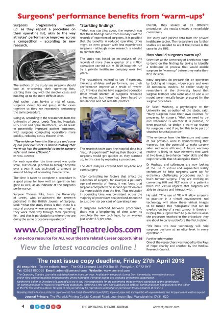 The Operating Theatre Journal Digital Edition April 2018