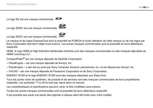 Sony VPCYB3Q1R - VPCYB3Q1R Mode d'emploi Fran&ccedil;ais