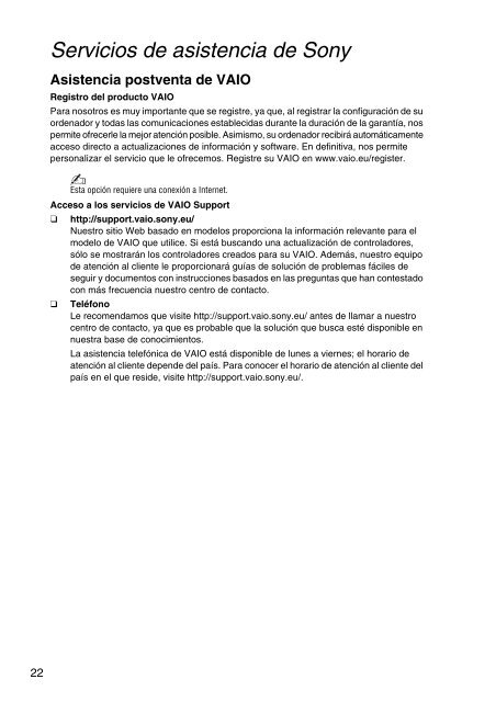 Sony VPCYB3Q1R - VPCYB3Q1R Documents de garantie Espagnol