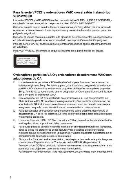 Sony VPCYB3Q1R - VPCYB3Q1R Documents de garantie Espagnol