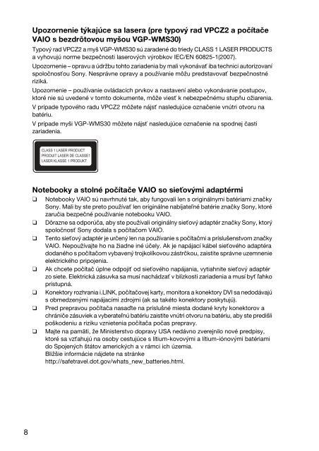 Sony VPCEH3C4E - VPCEH3C4E Documents de garantie Slovaque