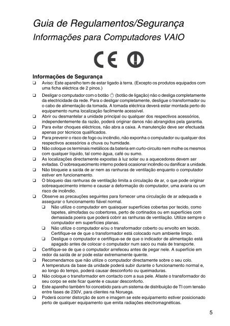 Sony VPCEH3C4E - VPCEH3C4E Documents de garantie Portugais