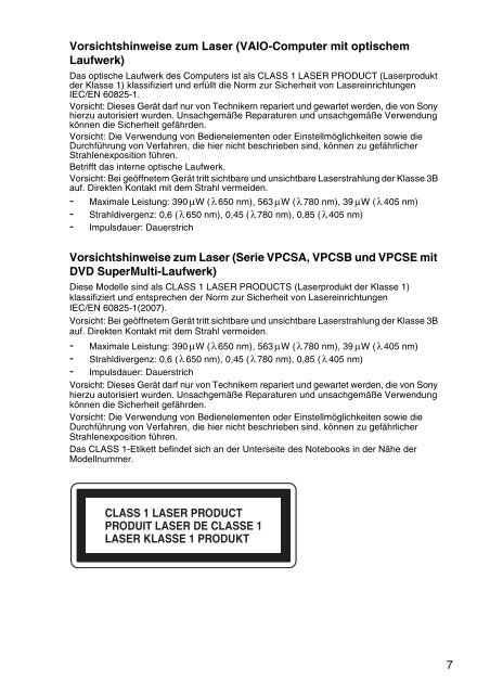 Sony VPCEH3C4E - VPCEH3C4E Documents de garantie Allemand