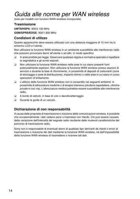 Sony VPCEH3C4E - VPCEH3C4E Documents de garantie Italien