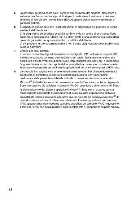 Sony VPCEH3C4E - VPCEH3C4E Documents de garantie Italien