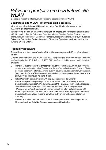 Sony SVE1511T1E - SVE1511T1E Documents de garantie Tch&egrave;que