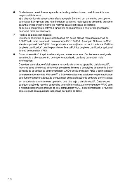 Sony SVE1511T1E - SVE1511T1E Documents de garantie Portugais