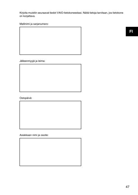 Sony SVE1511T1E - SVE1511T1E Documents de garantie Danois