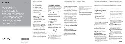 Sony SVE1511T1E - SVE1511T1E Guide de d&eacute;pannage Polonais