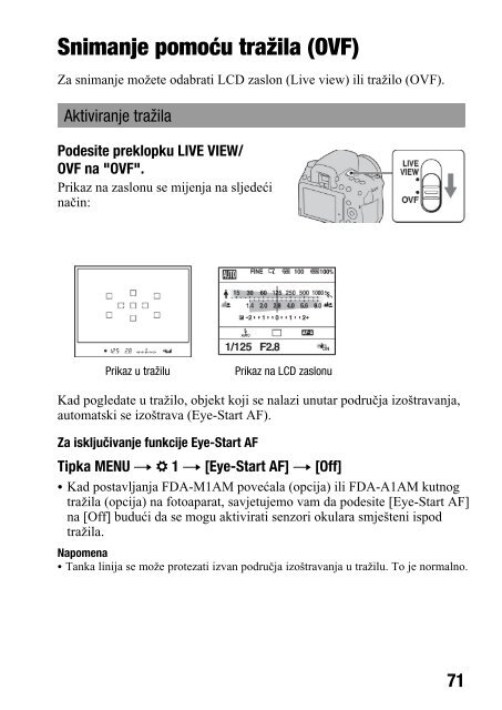 Sony DSLR-A500Y - DSLR-A500Y Istruzioni per l'uso Croato