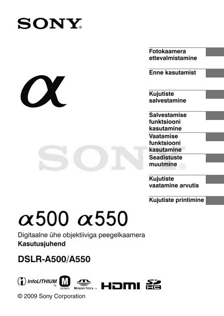 Sony DSLR-A500Y - DSLR-A500Y Istruzioni per l'uso Estone