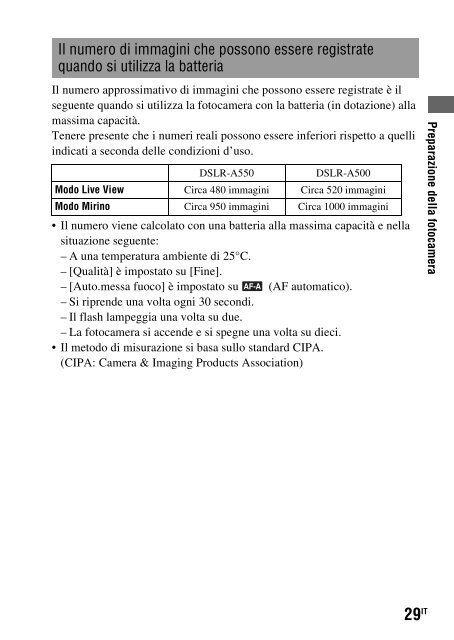 Sony DSLR-A500Y - DSLR-A500Y Istruzioni per l'uso