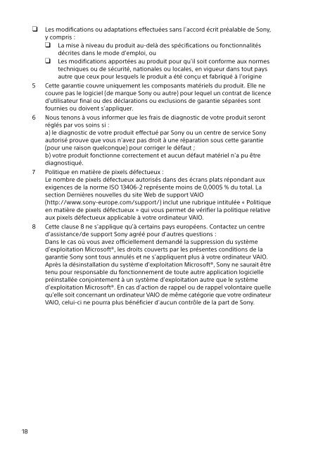 Sony SVS13A3B4E - SVS13A3B4E Documenti garanzia Francese