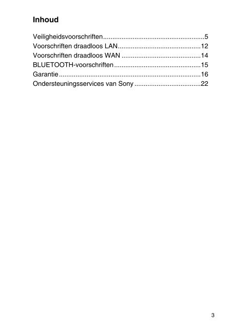 Sony SVE1511T1E - SVE1511T1E Documents de garantie N&eacute;erlandais