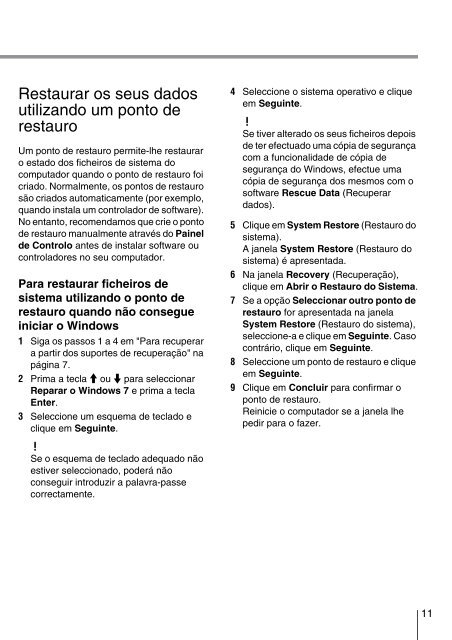 Sony SVE1511T1E - SVE1511T1E Guide de d&eacute;pannage Portugais