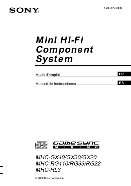 Sony MHC-RL3 - MHC-RL3 Consignes d&rsquo;utilisation