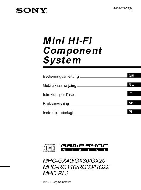 Sony MHC-RL3 - MHC-RL3 Consignes d&rsquo;utilisation N&eacute;erlandais