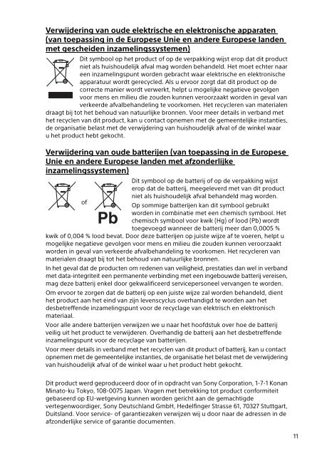 Sony SVE1713N4E - SVE1713N4E Documents de garantie N&eacute;erlandais