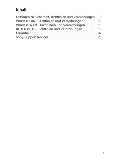 Sony SVE1713N4E - SVE1713N4E Documents de garantie Allemand