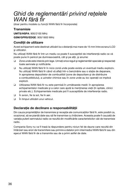 Sony VPCCB3M1E - VPCCB3M1E Documents de garantie Roumain